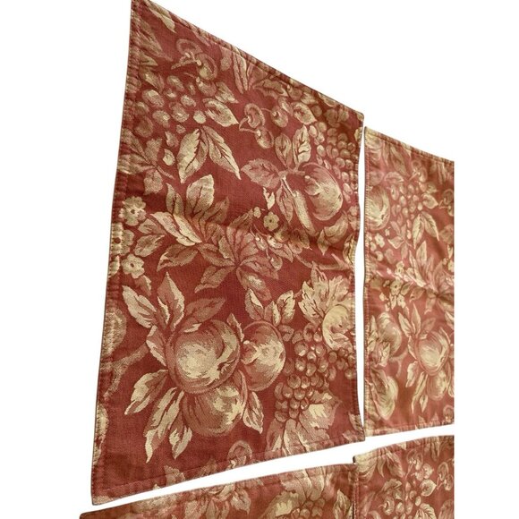 Vintage Fall Leaves Damask Muted Rust Gold Fabric Placemat Set of 4 India 20x 14 - Picture 2 of 6